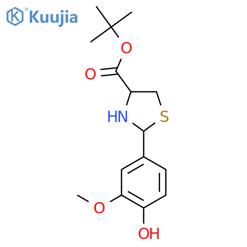 Tert-butyl 2-(4-hydroxy-3-methoxyphenyl)-1,3-thiazolidine-4-carboxylate structure