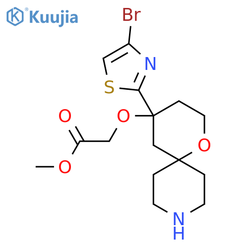 Methyl 2-{[4-(4-bromo-1,3-thiazol-2-yl)-1-oxa-9-azaspiro[5.5]undecan-4-yl]oxy}acetate structure