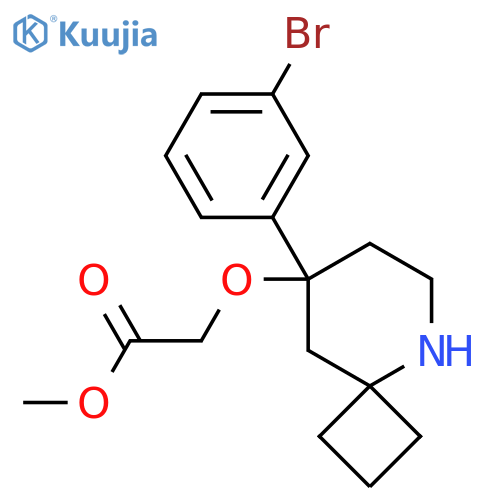 Methyl 2-{[8-(3-bromophenyl)-5-azaspiro[3.5]nonan-8-yl]oxy}acetate structure