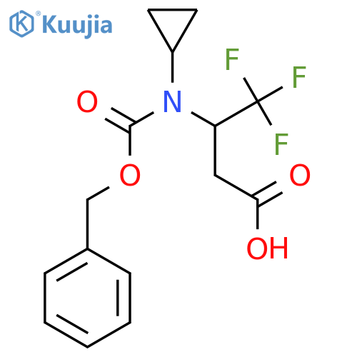 3-{(benzyloxy)carbonyl(cyclopropyl)amino}-4,4,4-trifluorobutanoic acid structure