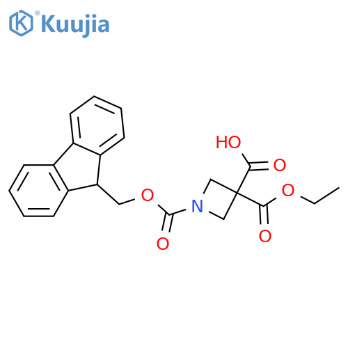 3-(ethoxycarbonyl)-1-{(9H-fluoren-9-yl)methoxycarbonyl}azetidine-3-carboxylic acid structure