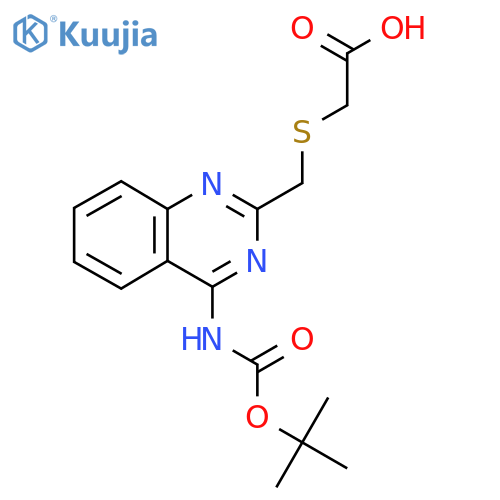 2-{[(4-{[(Tert-butoxy)carbonyl]amino}quinazolin-2-yl)methyl]sulfanyl}acetic acid structure