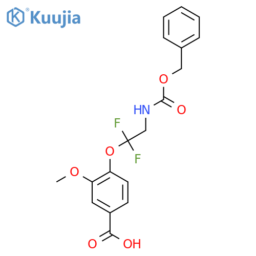 4-(2-{[(Benzyloxy)carbonyl]amino}-1,1-difluoroethoxy)-3-methoxybenzoic acid structure