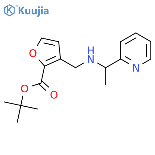 tert-butyl 3-({1-(pyridin-2-yl)ethylamino}methyl)furan-2-carboxylate structure