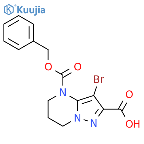 4-(benzyloxy)carbonyl-3-bromo-4H,5H,6H,7H-pyrazolo1,5-apyrimidine-2-carboxylic acid structure