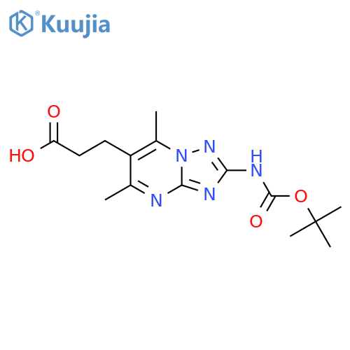 3-(2-{(tert-butoxy)carbonylamino}-5,7-dimethyl-1,2,4triazolo1,5-apyrimidin-6-yl)propanoic acid structure