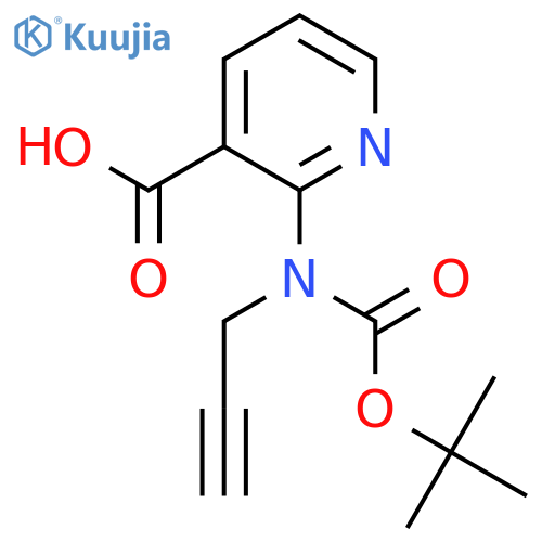 2-{(tert-butoxy)carbonyl(prop-2-yn-1-yl)amino}pyridine-3-carboxylic acid structure