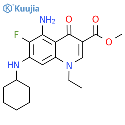 Methyl 5-amino-7-(cyclohexylamino)-1-ethyl-6-fluoro-4-oxo-1,4-dihydroquinoline-3-carboxylate structure