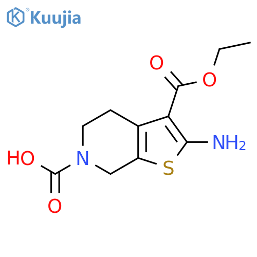 2-amino-3-(ethoxycarbonyl)-4H,5H,6H,7H-thieno2,3-cpyridine-6-carboxylic acid structure
