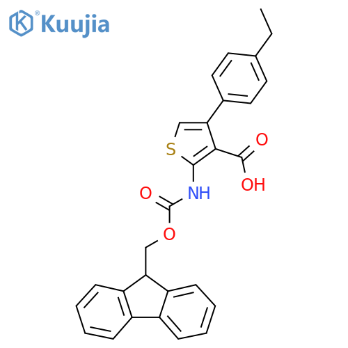 4-(4-ethylphenyl)-2-({(9H-fluoren-9-yl)methoxycarbonyl}amino)thiophene-3-carboxylic acid structure