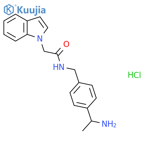 N-{4-(1-aminoethyl)phenylmethyl}-2-(1H-indol-1-yl)acetamide hydrochloride structure