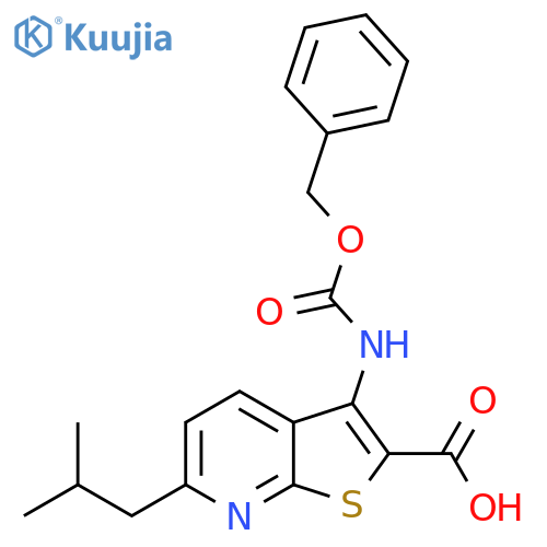 3-{[(Benzyloxy)carbonyl]amino}-6-(2-methylpropyl)thieno[2,3-b]pyridine-2-carboxylic acid structure