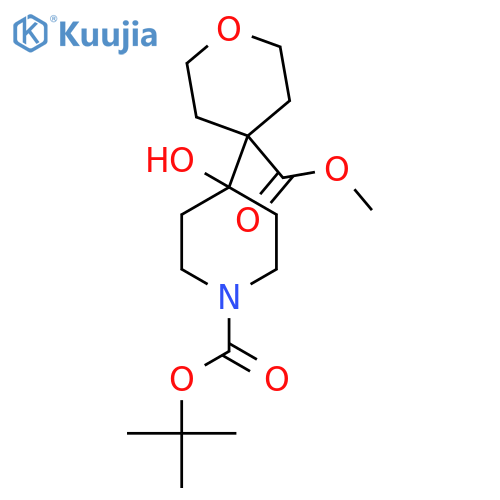 tert-butyl 4-hydroxy-4-4-(methoxycarbonyl)oxan-4-ylpiperidine-1-carboxylate structure