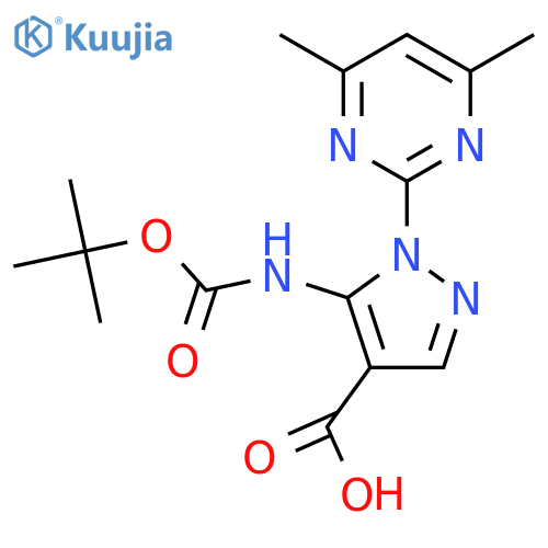 5-{(tert-butoxy)carbonylamino}-1-(4,6-dimethylpyrimidin-2-yl)-1H-pyrazole-4-carboxylic acid structure