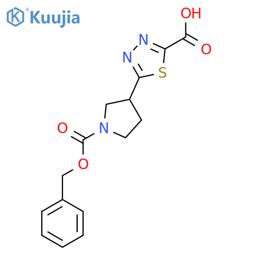 5-{1-(benzyloxy)carbonylpyrrolidin-3-yl}-1,3,4-thiadiazole-2-carboxylic acid structure