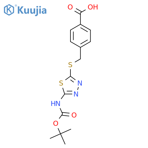 4-{(5-{(tert-butoxy)carbonylamino}-1,3,4-thiadiazol-2-yl)sulfanylmethyl}benzoic acid structure