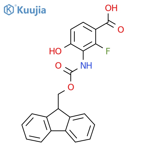 3-({(9H-fluoren-9-yl)methoxycarbonyl}amino)-2-fluoro-4-hydroxybenzoic acid structure