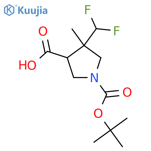 1-Tert-butoxycarbonyl-4-(difluoromethyl)-4-methyl-pyrrolidine-3-carboxylic acid structure