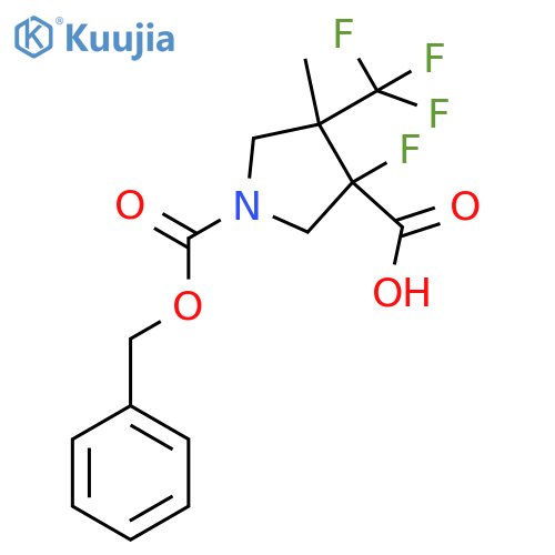 1-(benzyloxy)carbonyl-3-fluoro-4-methyl-4-(trifluoromethyl)pyrrolidine-3-carboxylic acid structure