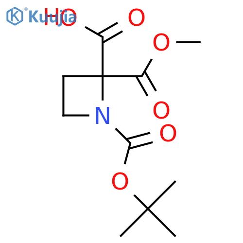 1-(tert-butoxy)carbonyl-2-(methoxycarbonyl)azetidine-2-carboxylic acid structure