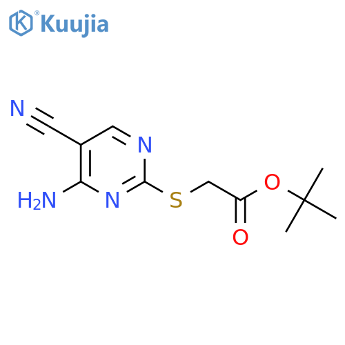 tert-butyl 2-(4-amino-5-cyanopyrimidin-2-yl)sulfanylacetate structure