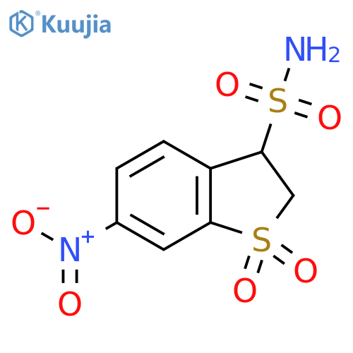 6-Nitro-1,1-dioxo-2,3-dihydro-1lambda6-benzothiophene-3-sulfonamide structure