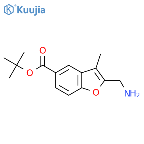 Tert-butyl 2-(aminomethyl)-3-methyl-1-benzofuran-5-carboxylate structure