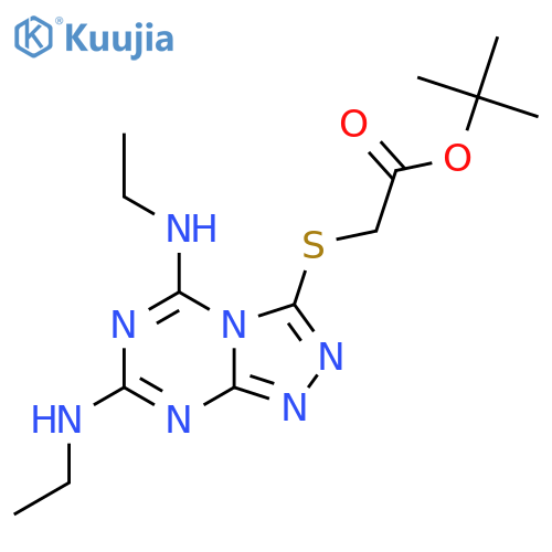 Tert-butyl 2-{[5,7-bis(ethylamino)-[1,2,4]triazolo[4,3-a][1,3,5]triazin-3-yl]sulfanyl}acetate structure