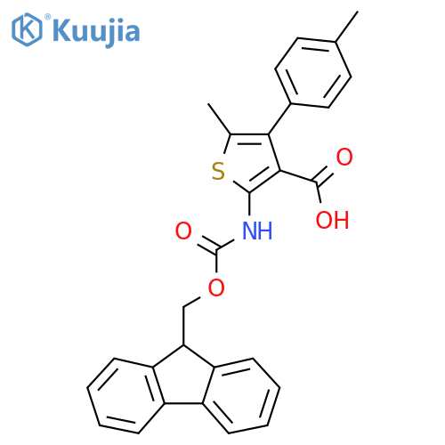 2-({[(9H-fluoren-9-yl)methoxy]carbonyl}amino)-5-methyl-4-(4-methylphenyl)thiophene-3-carboxylic acid structure