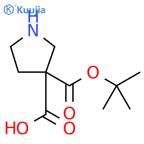 3-(tert-butoxy)carbonylpyrrolidine-3-carboxylic acid structure