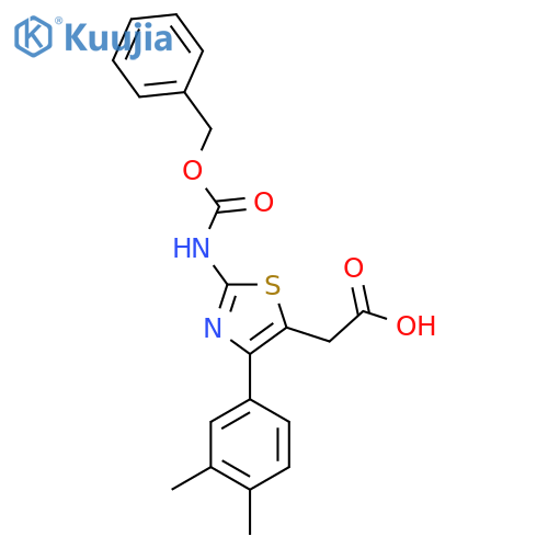 2-(2-{(benzyloxy)carbonylamino}-4-(3,4-dimethylphenyl)-1,3-thiazol-5-yl)acetic acid structure