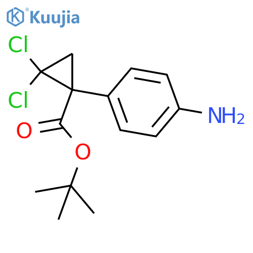 Tert-butyl 1-(4-aminophenyl)-2,2-dichlorocyclopropane-1-carboxylate structure