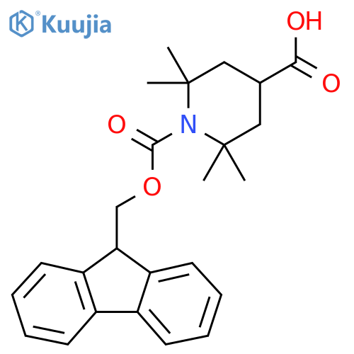 1-{(9H-fluoren-9-yl)methoxycarbonyl}-2,2,6,6-tetramethylpiperidine-4-carboxylic acid structure