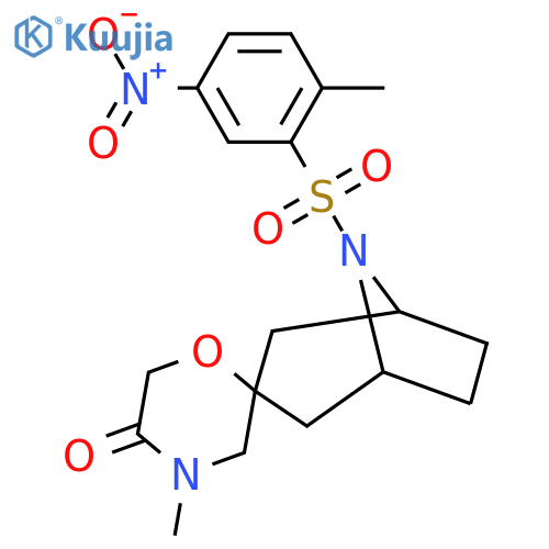 4'-Methyl-8-(2-methyl-5-nitrobenzenesulfonyl)-8-azaspiro[bicyclo[3.2.1]octane-3,2'-morpholin]-5'-one structure