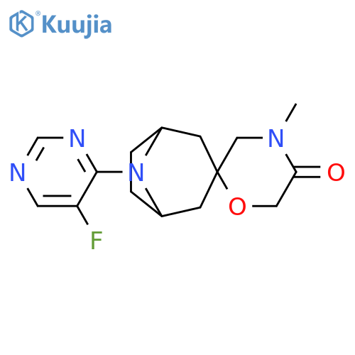 8-(5-fluoropyrimidin-4-yl)-4'-methyl-8-azaspirobicyclo3.2.1octane-3,2'-morpholin-5'-one structure