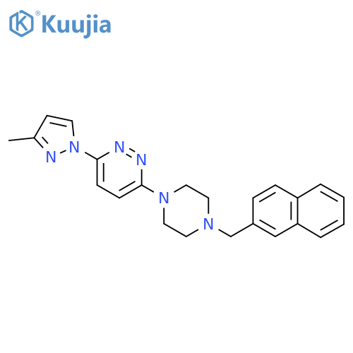 3-(3-methyl-1H-pyrazol-1-yl)-6-{4-[(naphthalen-2-yl)methyl]piperazin-1-yl}pyridazine structure