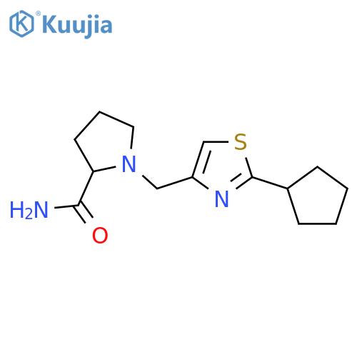 1-[(2-Cyclopentyl-1,3-thiazol-4-yl)methyl]pyrrolidine-2-carboxamide structure