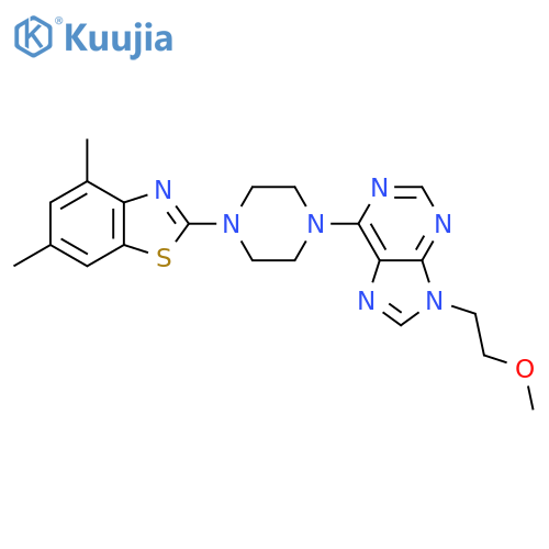 6-[4-(4,6-dimethyl-1,3-benzothiazol-2-yl)piperazin-1-yl]-9-(2-methoxyethyl)-9H-purine structure