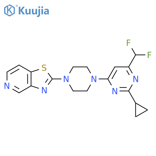 2-Cyclopropyl-4-(difluoromethyl)-6-(4-{[1,3]thiazolo[4,5-c]pyridin-2-yl}piperazin-1-yl)pyrimidine structure
