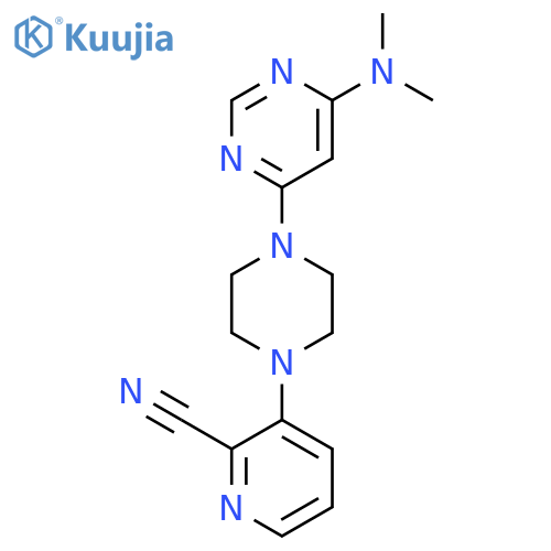 3-{4-[6-(Dimethylamino)pyrimidin-4-yl]piperazin-1-yl}pyridine-2-carbonitrile structure