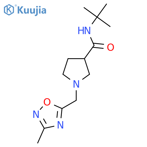 N-tert-butyl-1-[(3-methyl-1,2,4-oxadiazol-5-yl)methyl]pyrrolidine-3-carboxamide structure