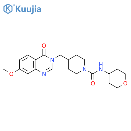 4-[(7-methoxy-4-oxo-3,4-dihydroquinazolin-3-yl)methyl]-N-(oxan-4-yl)piperidine-1-carboxamide structure