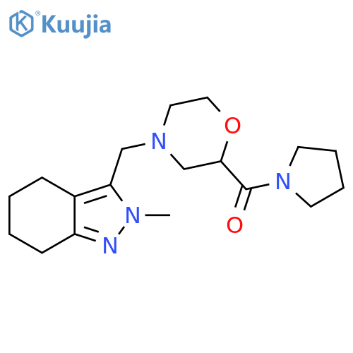 2-methyl-3-{[2-(pyrrolidine-1-carbonyl)morpholin-4-yl]methyl}-4,5,6,7-tetrahydro-2H-indazole structure