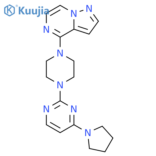 2-(4-{pyrazolo[1,5-a]pyrazin-4-yl}piperazin-1-yl)-4-(pyrrolidin-1-yl)pyrimidine structure