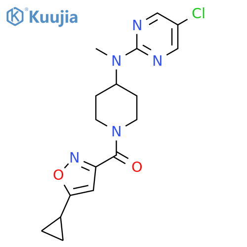 5-chloro-N-[1-(5-cyclopropyl-1,2-oxazole-3-carbonyl)piperidin-4-yl]-N-methylpyrimidin-2-amine structure