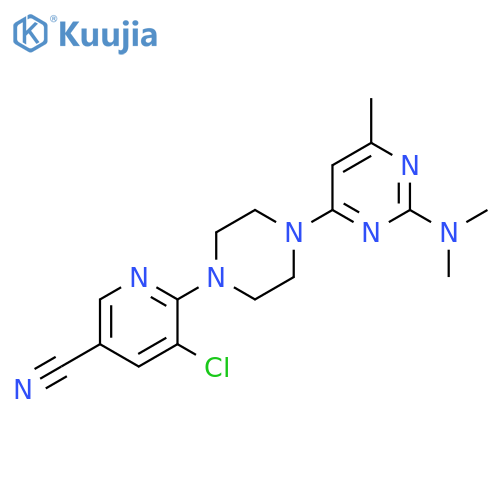 5-Chloro-6-{4-[2-(dimethylamino)-6-methylpyrimidin-4-yl]piperazin-1-yl}pyridine-3-carbonitrile structure