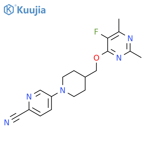 5-(4-{[(5-Fluoro-2,6-dimethylpyrimidin-4-yl)oxy]methyl}piperidin-1-yl)pyridine-2-carbonitrile structure