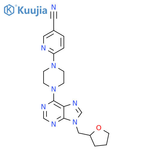 6-(4-{9-[(oxolan-2-yl)methyl]-9H-purin-6-yl}piperazin-1-yl)pyridine-3-carbonitrile structure