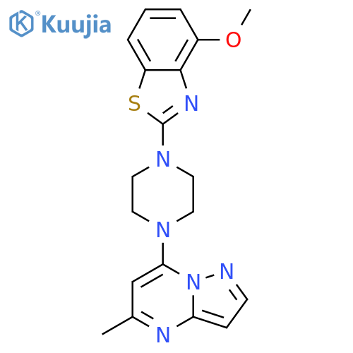 4-methoxy-2-(4-{5-methylpyrazolo[1,5-a]pyrimidin-7-yl}piperazin-1-yl)-1,3-benzothiazole structure