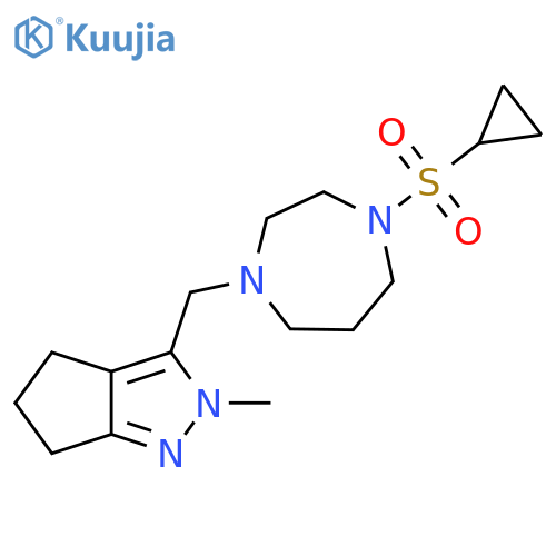 1-(cyclopropanesulfonyl)-4-({2-methyl-2H,4H,5H,6H-cyclopenta[c]pyrazol-3-yl}methyl)-1,4-diazepane structure